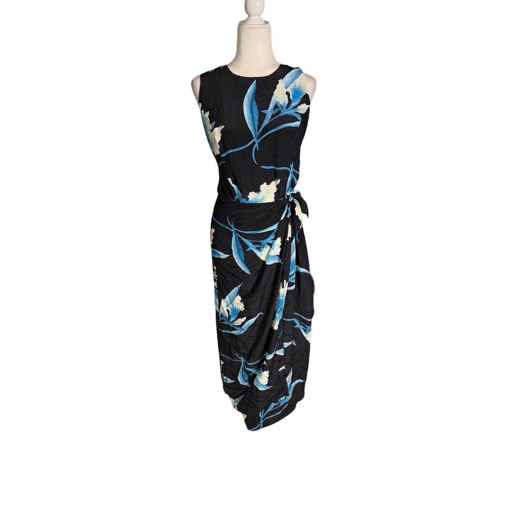 Y2K Spenser Jeremy Silk Maxi Dress 14 Floral Wrap Front Vacation Resort